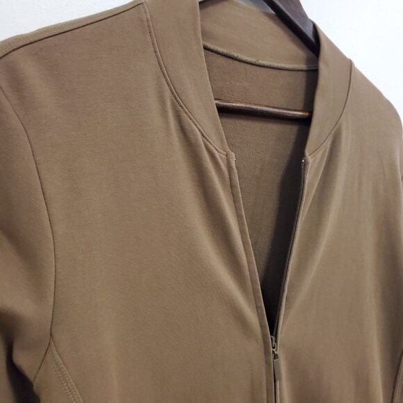 Eileen Fisher Womens Full Zip Stretch Sweatshirt Size M Brown Classic Layers - Picture 2 of 11